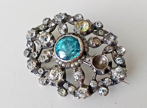 Antique silver brooch old cut - ,