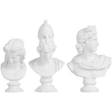 3Pcs Small Plaster Bust Statue