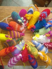 Hand knitted catnip toy mouse - knitted,