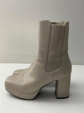 Catwalk Women's Cream Side Elastic & Zip Chunky Platform Boots UK 8 EUR 42 -A40
