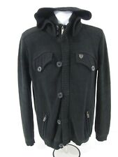 FLY 53 Mens Black Retro Knitted British Military Style Hooded Dorado Jacket