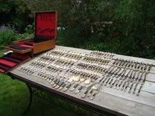 Siam 12 Place Setting Cutlery Set Possibly Gilt Nickel Bronze & Rosewood Handles