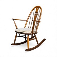 ERCOL ARMCHAIR ELM AND BEECH ROCKING CHAIR SWAN BACK MID CENTURY RETRO C1950s