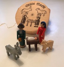 Charming Miniature Wooden Nativity. Wood Box.