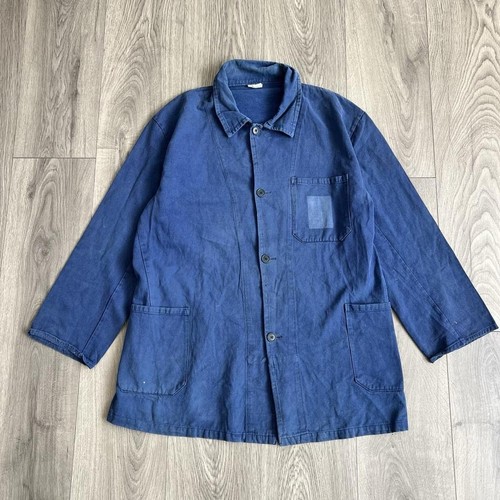 Vintage 80s indigo blue cotton - indigo,