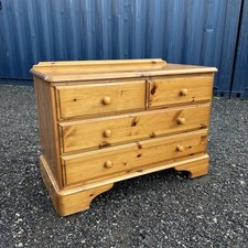 Vintage Ducal Pine Low Chest Of Drawers, 2 Over 2, Bedroom Storage Unit