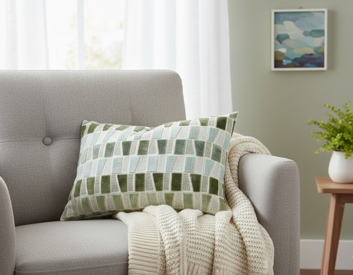 Next green geo cushion cover - next,