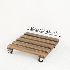 2Pcs Plant Pot Holder Wooden Mover Trolley Wheel Garden Planter Heavy Duty Stand