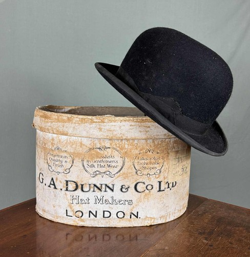 Antique black hunting bowler - hunting,