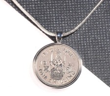 English/Scottish Shilling Coin Pendant-Choose A Year & Metal Colour - Birthday