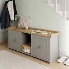 Lancaster 2 Door Shoe Bench Grey Internal Shelves Storage Hallway GRADED