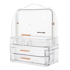 Clear Stackable Cosmetic Organizer, Makeup Organizer W/ 2 Drawers for Cosmetics