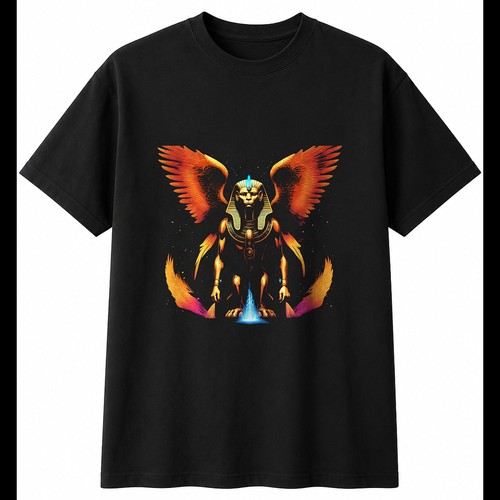 Colourful sphinx with sparks - with,