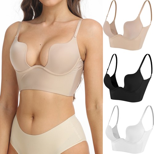Women plunge deep bra - u, push