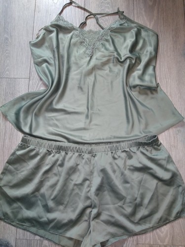 Khaki satin shorts - m&s,