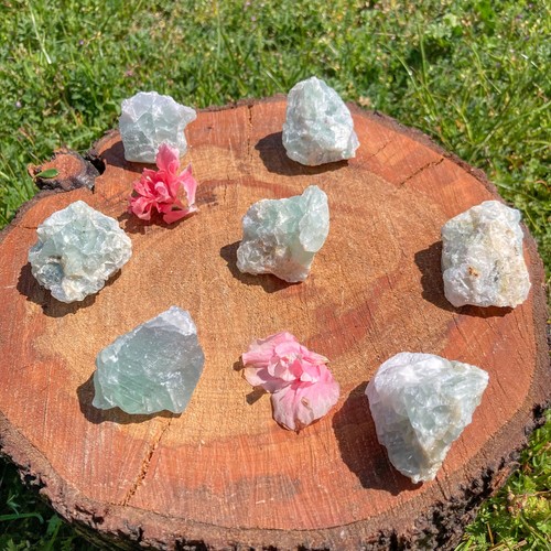 Rough green fluorite crystal - rough,
