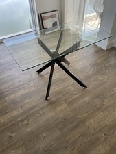 4 Seater Black Leg Glass Top Dining  Table RRP £200