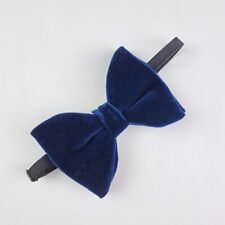 Vintage Large Blue Velvet Bow Tie Cotton