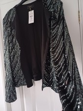 BNWT 16 18  LOVELY  LIPSY BLACK SILVER SEQUIN  EMBELLISHED EVENING JACKET NEXT