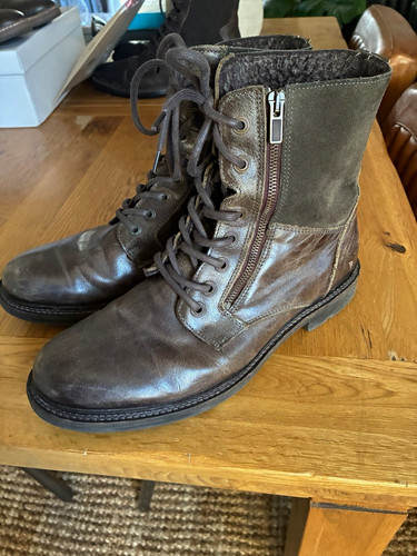 Men brown leather combat - men's,