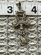 Sterling Silver Patterned Ankh Cross Pendant