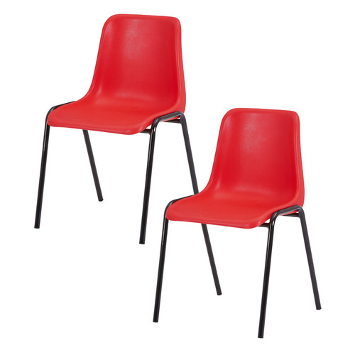 Red plastic stacking chair - plastic,