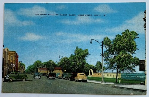 1950 postcard menominee - mi,