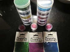 JOB LOT No Hole Micro Accent Beads Glitter Crafts in Storage Containers