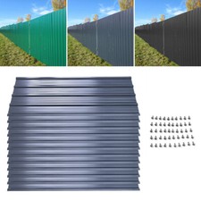 12/24x Corrugated Roof Sheets Profile Galvanized Metal Roofing Carport w/ Screws