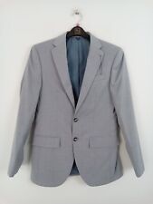 M&S Suit Jacket Blue White Mini Dogtooth Check Slim Fit Single Breasted NWOT F2