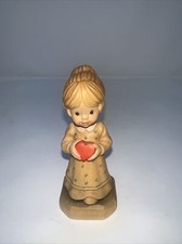 Vtg Italy Anri Wood Carved Figurine Sarah Kay "Love to You" Collector Club Heart