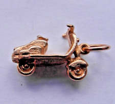 9ct gold charm pendant of a vintage Vespa/Lambretta moped/scooter  Mod rock RARE
