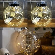 2 x ASDA GEORGE Christmas Large Clear Baubles & LED Warm White Lights SEE VIDEO
