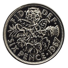 Polished silver sixpence - polished,