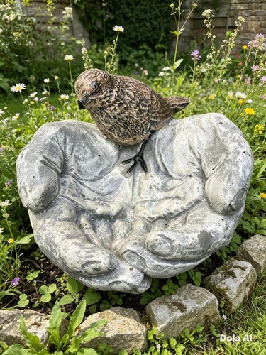 Stone garden bird hand - garden,