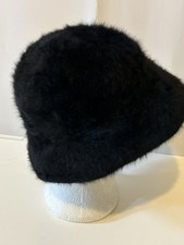 Vintage Kangol black rabbit Fur cloche hat Made in Great Britain