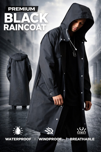 Waterproof long black - waterproof, hooded