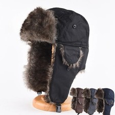 Mens Winter Trapper Trooper Hat Earflap Warm Russian Style Waterproof Ski Cap