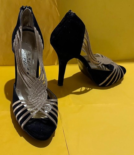 Women black gold strappy - women's, black/gold