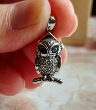 Sterling silver wise owl - silver, cz