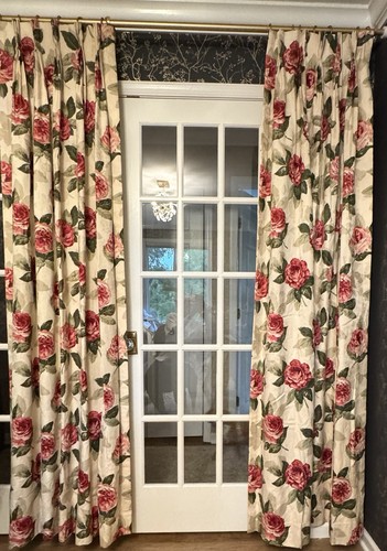 Vtg custom rose floral drapes - vtg,