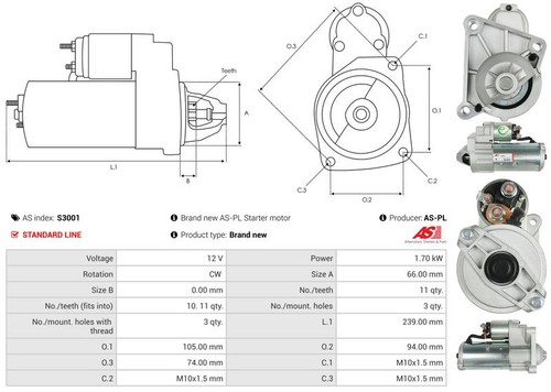 Fits autostarter s3001 starter - fits,
