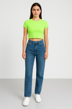 Womens Cap Sleeve Crop Top Ladies Round Neck Stretchy Vest T Shirt Blouse tee