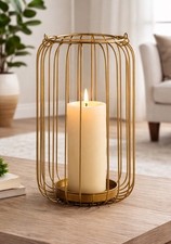 Gold Metal Wire Lantern Candle