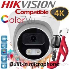 HIKVISION COMPATIBLE 4K 8MP  AUDIO MIC CAMERA CCTV COLORVU AT NIGHT OUTDOOR