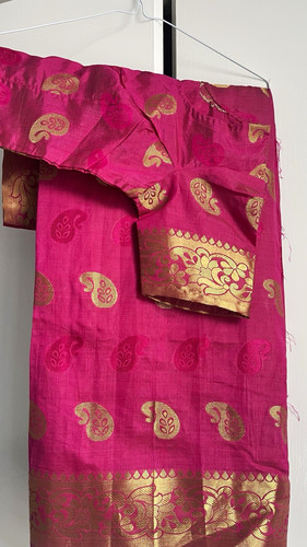 Pink katan saree - pink,