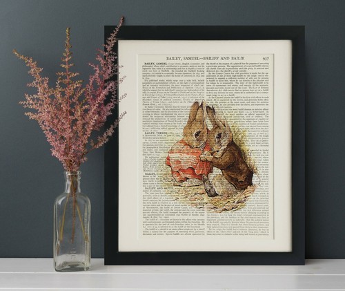 Vintage book page art - book, print