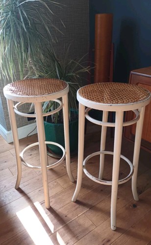 Tall pair vintage thonet cream - vintage,