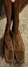 Russell & Bromley Brown Suede Boots Size 6.5 Small Wedge Heel VGC Never Worn