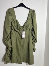 Boohoo Khaki Ruched Wrap Long